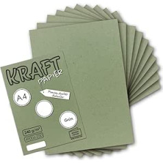 100x Vintage Kraftpapier in Grün - DIN A4 21 x 29,7 cm - 210 x 297 mm - 240 g/m² natur-grünes Recycling-Papier, ökologisch Bastel-Karton Einzel-Karte - UmWelt by GUSTAV NEUSER