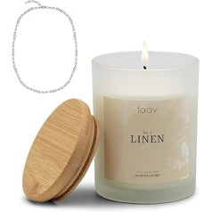 faav Linen Jewellery Candle - Scented Candle Including Jewellery Surprise - Chain Earrings Bracelet - 45 Hours Burn Time - Soy Wax (1000-LN-N)