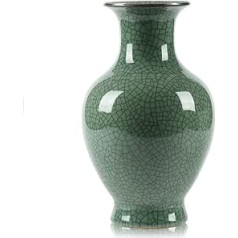 Chinese Ceramic Art Handmade Antique Ice Crack Glaze Vases Large China Porcelain Flower Bottle Vase for Home Decoration (Green)