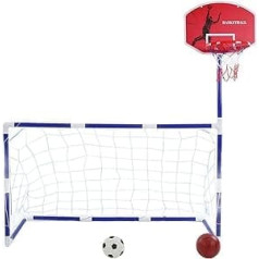 Sports Children's Mini Goal Set, 2 in 1 Sports Goal Toy Mini Indoor Basketball Football Goal Toy Door Basketball Hoop, Indoor and Outdoor Parents Child Interactive Toy