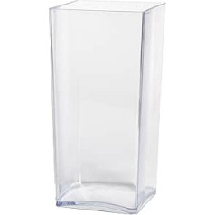 Clear Acrylic Cube Vase Hard Wearing Lightweight Durable Plastic 25cm High