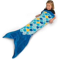 Fin Fun Mermaid Blanket Wave Blue, apm. 130 x 60 cm, zils