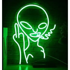 Signship Green Smoking Alien Neona LED gaismas izkārtne, Jauna izkārtne sienu dekorēšanai, ar USB barošanu, mājai, bērnudārzam, bāram, guļamistabas ballītei