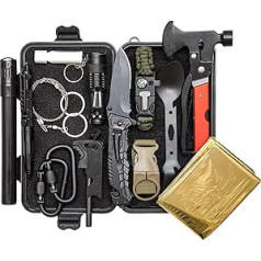 ALTAITREK PRO Survival Kit with Knife, Thermal Blanket, Stone Lock, Personal Defense Pen, Multifunction Axe | For Camping, Rescue | The Only With Emergency Water Filter. Survival