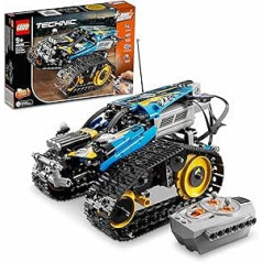 LEGO® Technic™ 42095 ar tālvadību vadāma triku sacīkšu rotaļlieta, pilnībā motorizēts 2-in-1 modeļu sacīkšu braucējs ar jaudas funkcijām no sacīkšu automašīnu kolekcijas