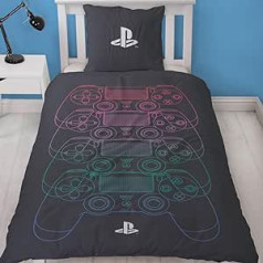 Character World Playstation gultas veļa 135 x 200 cm + 80 x 80 cm vācu izmērs · Playstation konsole · 100% kokvilna · 2-daļīgs pusaudžu zēnu gultas veļas komplekts