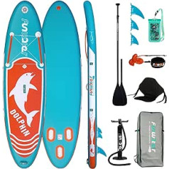 Надувная доска для серфинга FunWater 320 x 84 x 15 см, сверхлегкий дельфин, включая ISUP, весло Adj, насос, рюкзак для SUP, поводок, 3 ласты, сиденье для каяк
