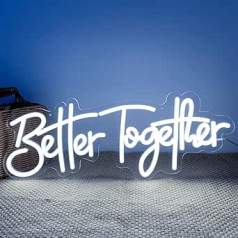 Deco Neon Light Sign 55 x 20 cm Better Together Light Sign Dimmable LED Neon Light with Transparent Background for Wedding Birthday Party Wall Decoration Lights (Better Together)