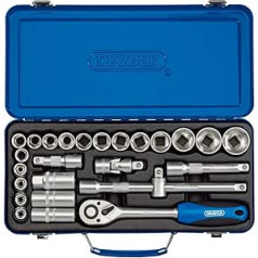 DRAPER hd26 m/MT Vierkantantrieb metrisch Socket Set, blau, 1/2 Zoll, Set 26 teilig