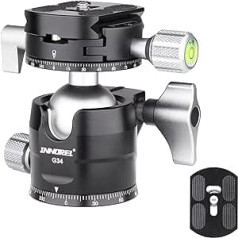 INNOREL G34 Low Profile Tripod Ball Head Double Panoramic Metal Camera Tripod Ball Head with 1/4