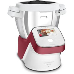 Moulinex HF9345 I-Companion Touch XL virtuves kombains, 1550 W, 3L, 30 līdz 150 °C, 14 automātiskās programmas, 5 īpaši piederumi, personīgās receptes, izmantojot lietotni, skārienekrāns, sarkans/balts