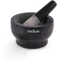 Excelsa 62524 Pesto Mörser mit Stößel, Granit, Schwarz