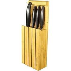 KYOCERA Bamboo Block ar 4 GEN Black Messern Messerblock, Bambusholz, Keramik, Kunststoff, Bambus Holz, 34 x 12,3 x 6,6 cm, 5-Einheiten