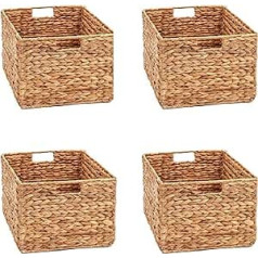 Trademark Innovations Large Foldable Rectangle Woven Wicker Basket Bins for Storage (Set of 4)