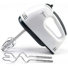 T&F Mixer Hand Mixer, Electric Hand Mixer with 2 Dough Hooks and 2 Whisks, 150 Watt, 7-Speed, White, for Cake & Bread, Baking, Egg, Whisk, Cream Mixing