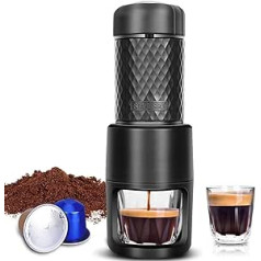 STARESSO Espressomaschine Tragbare Kaffeemaschine Manuelle Handpresso ar Espresso Kaffee Kapseln Cappuccino Quick Cold Brew Alles-in-Einem für zu Hause Büro Reisen Outdoor Camping