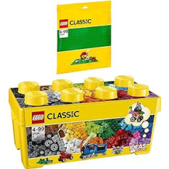 Lego Classic 10696 10700 celtniecības bloku kaste + zaļas pamatnes plāksnes, 2 komplekts