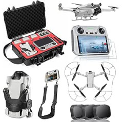 ‎Startrc STARTRC Mini 3 Pro Accessory Set, 7 in 1 Waterproof Bag, HD Glass, Filter, Propeller Holder, Propeller Protection, Lanyard Neck Strap, Landing Gear for DJI Mini 3 Pro Drone