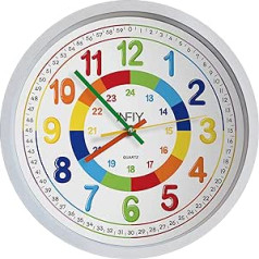 ‎Infiy INFIY Children's Wall Clock Silent for Children's Room Nursery Clock Large Colourful Numbers Easy Reading Learning Without Ticking 12 Inches