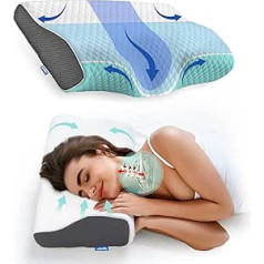 Derila Kingsize Memory Foam Pillow Kakla spilvens (1 iepakojumā) Ergonomisks sānu guļamspilvens sāniem, muguras un vēdera gulšņiem Pret krākšanas spilvens bez kakla sāpēm