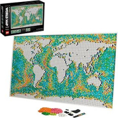 LEGO® Art 31203 Construction Set World Map - Interesting Collector's Wall Decoration for Craft and Card Lovers, 18 Years+ (11,695 Pieces)