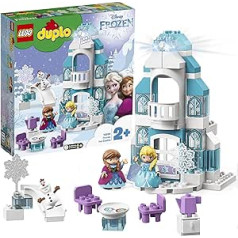 LEGO Duplo 10899 Elzas ledus pils no Frozen, celtniecības komplekts ar mirdzošu akmeni, princeses Elzas un Annas mini rotaļlietas un sniegavīra figūra, rotaļu komplekts zēniem un meitenēm no 2 gadu vecuma