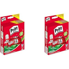 Pritt līmes nūja, droša un bērniem draudzīga amatniecības līme mākslai un amatniecībai, spēcīga līme skolas un biroja piederumiem, 5 x 43 g Pritt pildspalva (2 iepakojumā)