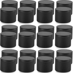 Empty Metal Candle Tins, 24 Pieces, for Candle Making, 237 ml / 8oz Mini Candle Tins, DIY Candle Making Accessories Kit, Dry Storage Jars for Tea, Sweets, Spices Gift (Black)