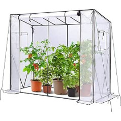 Ohuhu tomātu siltumnīcas folijas siltumnīca ar PE pārsegu un logu ieejamā siltumnīca 200 x 77 x 170 cm siltumnīcas maza ziemas izturīga tomātu māja optimālai augu augšanai