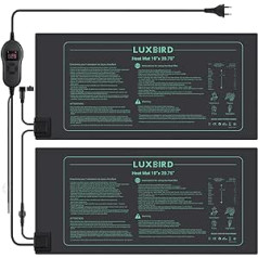 Luxbird Heating Mat with Thermostat, 2 Heating Mats with 1 Controller, Indoor Greenhouse Heat Mat 30 Watt, One to Many Control, IP67 Waterproof, Size of Mat 52.7 x 25.4 cm