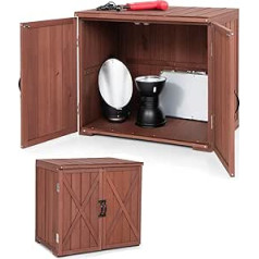 COSTWAY Wooden Garden Cupboard, Storage Cabinet, Wooden Cabinet with Double Doors and Handles, Tool Cabinet, Tool Cabinet, Tool Cabinet, Brown, 77 x 56 x 72 cm