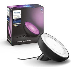 Philips Hue White and Color Ambiance Bloom LED galda lampa, melna, aptumšojama, 16 miljoni krāsu, lietotņu vadība, saderīga ar Amazon Alexa (Echo, Echo Dot)