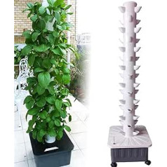 CYMYYDS Hydroponik-Turm, 15 Etagen, 45 Löcher, Hydrokultur-Anbausystem-Sets, Garten-Aeroponik-Set Mit Beweglichem Wassertank Mit Pumpe, Selbstbewässernde DIY-Hydroponik-Werkzeuge Für Den Innenber