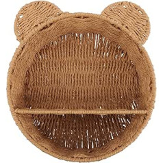 Beavorty Floating Shelves Rattan Woven Wall Shelf Hanging Storage Basket Cute Cat Shape Wall Shelves Decorative Storage Shelf for Picture Frames Small Plants Home Decor