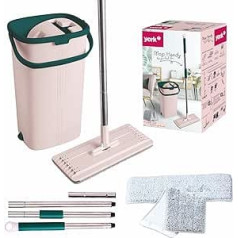 Floor Mop Set - Mobile Phone | Flat, Swivelling with Two Chambers Cleaning Bucket | Mop with Wring Function | Wet/Dry Cleaning | Suitable for All Floors | Wiper Set Handy and Compact