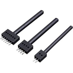 4 mm 2/4/6 Prong Leather Punching Hole Tool Leather Row Hole Punch Tools Spacing Round Prong Leather Hole Punch Leather Craft Tool (3 Pieces)