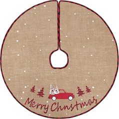 N&T NIETING Christmas Tree Blanket 75 cm Hessian White Snowflake Car Printed Christmas Tree Skirt for Holiday Floor Christmas Tree Decoration