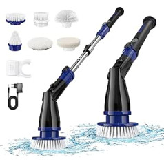 Electric Cleaning Brush, Electric Spin Scrubber Cordless with 6 Interchangeable Drill Brush Heads and Adjustable Telescopic Rods, Electric Cleaning Brush for Bathroom Tiles Floor