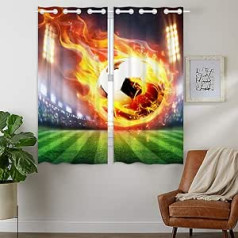 YISUMEI - Necaurspīdīgi aizkari - Stadium Flame Football, 180 x 140 cm, 2 aptumšojošo aizkaru komplekts ar cilpām guļamistabai, viesistaba