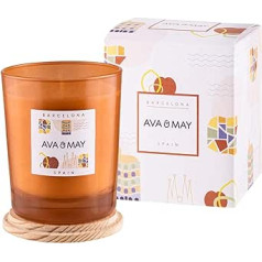 AVA & MAY Barselonas aromātiskā svece (180 g) - vegāniska sojas vaska svece ar 40 stundu degšanas laiku - ar augstas kvalitātes aveņu jasmīna un konfekšu smaržu eļļu