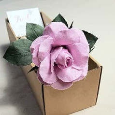 Camellia Bees Lina roze 4 gadu kāzu dāvana ar rokām darināta lina roze Valentīna dienai Mātes dienai ar vienu garu kātu lina kokvilnas zieds (rozā)