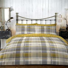 Dreams & Drapes, Connolly Plaid segas komplekts 100% matēta kokvilna okera Super King segas komplekts Super King