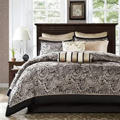 Madison Park Aubrey 12 piece melns/šampanietis/Paisley Jacquard King izmēra segas pārvalku komplekts