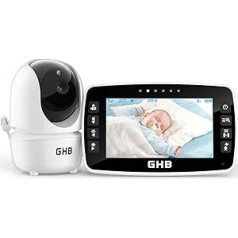 GHB Baby Monitor with Camera 4.3 Inch Baby Monitor LCD Screen 350° Rotation Temperature Sensor Night Vision 1 Camera Video Camera for Babies