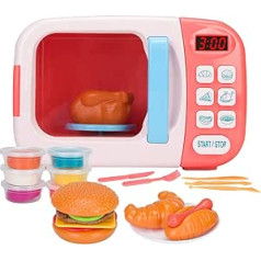 Chrisoty Microwave Play Set for Kids with Artificial Foods - Toy Ideal for Toddlers Aged 3+ and Older Grills and Boys Rose