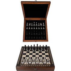 Handmade Wooden Chess Board with Storage System Metal Chess Pieces Deluxe Edition Chess Set Chess Set 40 x 40 cm