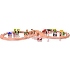 Traditional Wooden First Train Set - Figure of Eight - 40 Pieces - Compatible with Brio and BigJigs Train Sets by Gamez Galore