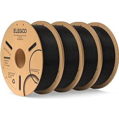 ELEGOO PLA kvēldiegs 1,75 mm melns, 4 kg, 3D printera kvēldiega izmēru precizitāte +/- 0,02 mm, 4 kg kartona spole (8,8 lbs) kvēldiegs, 3D drukas materiāli, der lielākajai daļai FDM 3D printeru