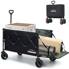 Overmont Foldable All Terrain Handcart - 185 I Large Capacity with Foldable Tailgate Drink Holder Adjustable Handle - Up to 120 kg Load Capacity - for Camping Sports Shopping