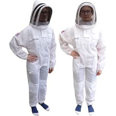 AGS Children's Professional Three-Layer Ultra Ventilated Beekeeper Full Body Suit Children's Protective Suit Beekeeping Suit Children's Clothing Veil Hood Equipment (XS)